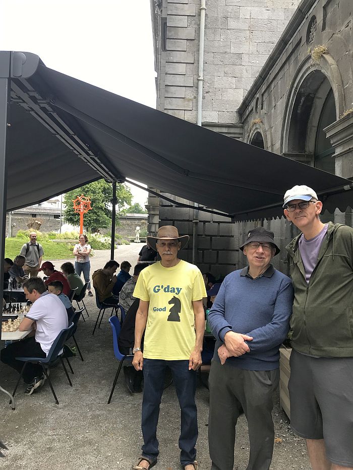 Hunt Summer Garden tournament 2023 Round 1 being played with organisers(L-R) Phillip Foenander, Ray O'Brien and Arbiter Neal